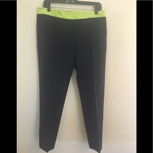 MICHAEL KORS BLACK WITH LIME GREEN WAIST PANTS